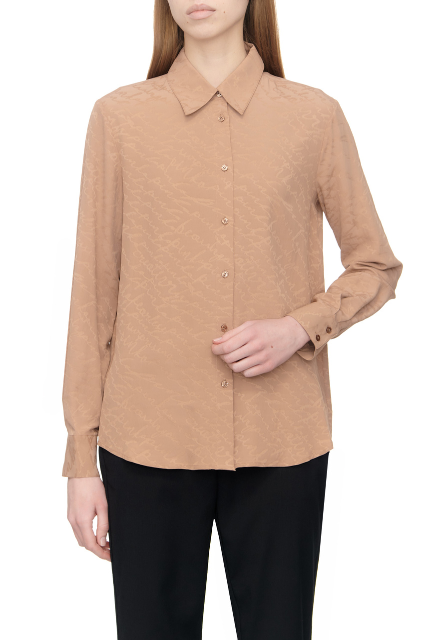 Блузка из ацетата и шелка|Основной цвет:Коричневый|Артикул:100121A193 | Фото 1