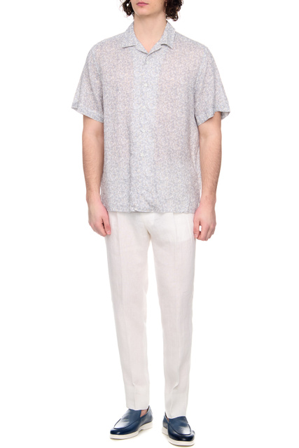 Льняная рубашка с принтом|Основной цвет:Серый|Артикул:91I204-3111910 | Фото 2