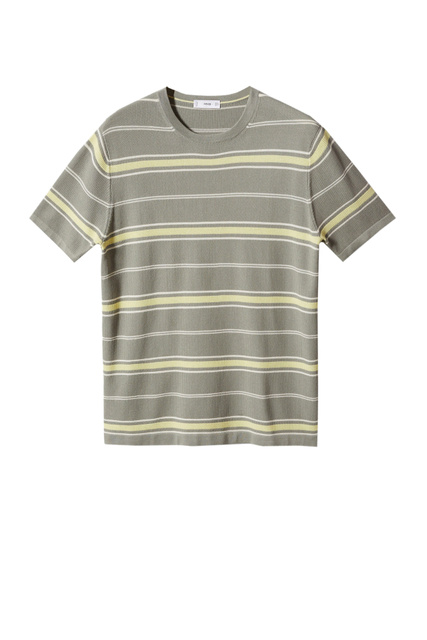 Текстурированная футболка OBI в полоску|Основной цвет:Хаки|Артикул:47065907 | Фото 1