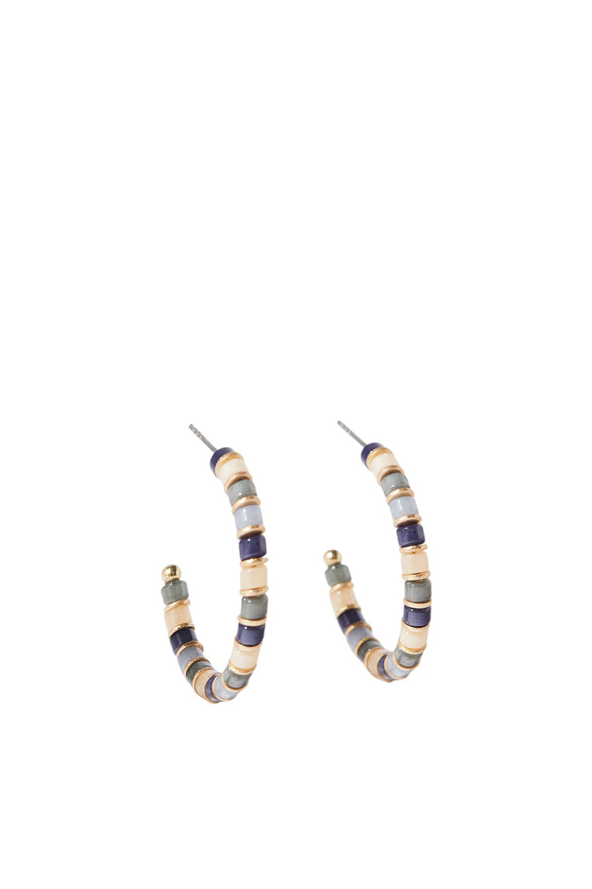 Серьги-кольца с бисером|Основной цвет:Разноцветный|Артикул:219004 | Фото 1
