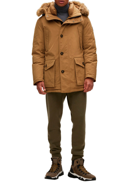 Куртка с искусственным мехом на капюшоне|Основной цвет:Бежевый|Артикул:50476899 | Фото 2