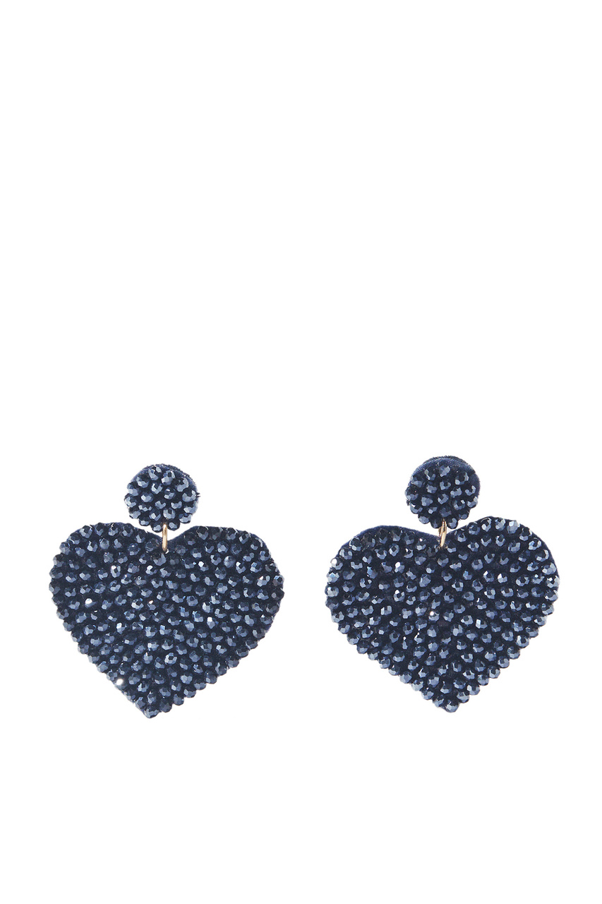 Серьги с подвеской в виде сердца|Основной цвет:Синий|Артикул:214531 | Фото 1