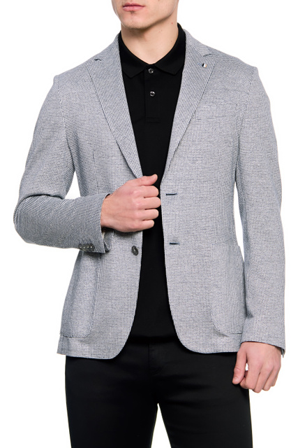 Льняной пиджак с добавлением хлопка|Основной цвет:Серый|Артикул:50469000 | Фото 1