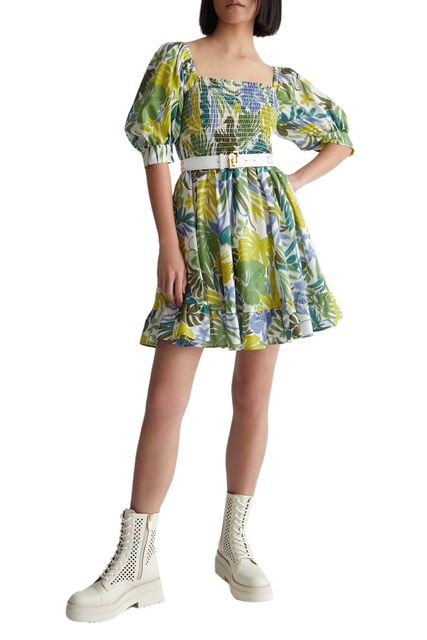 Платье из натурального хлопка с принтом|Основной цвет:Зеленый|Артикул:WA3087T3449 | Фото 2