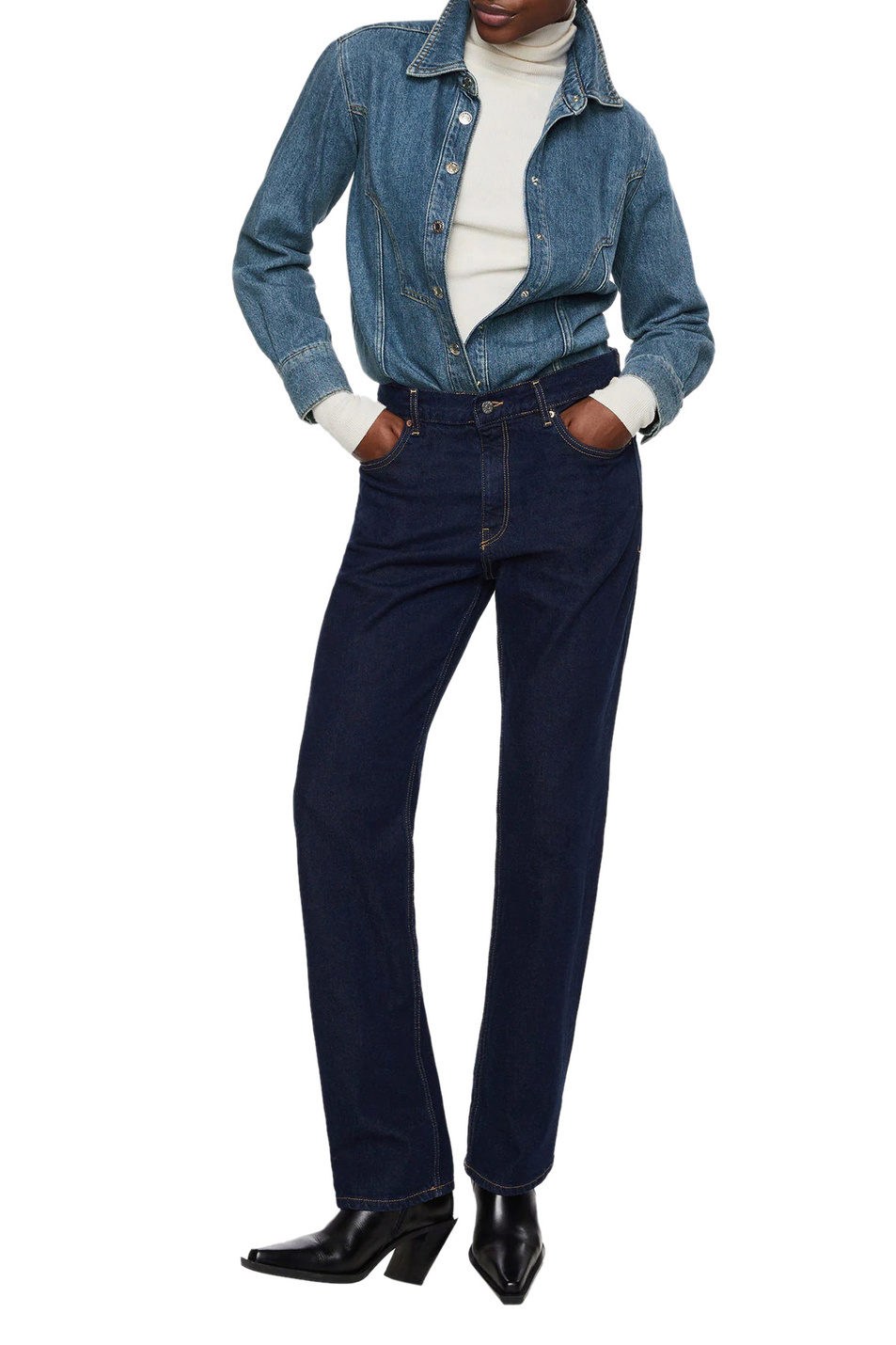 Женский Mango Рубашка джинсовая SHANTAL из натурального хлопка (цвет ), артикул 37064399 | Фото 2