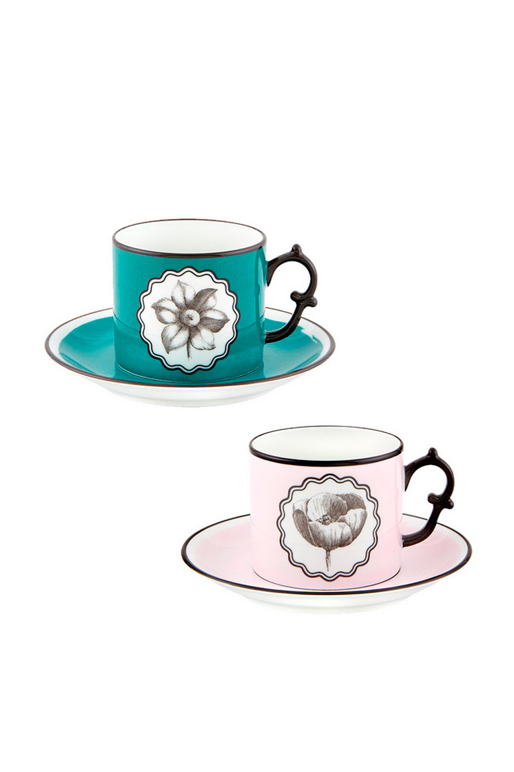 Набор чашек чайных с блюдцами Herbariae 220 мл, 4 предмета|Основной цвет:Разноцветный|Артикул:21133531 | Фото 1