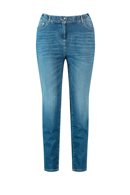 Укороченные джинсы из смесового хлопка|Основной цвет:Голубой|Артикул:120054-21475 | Фото 1