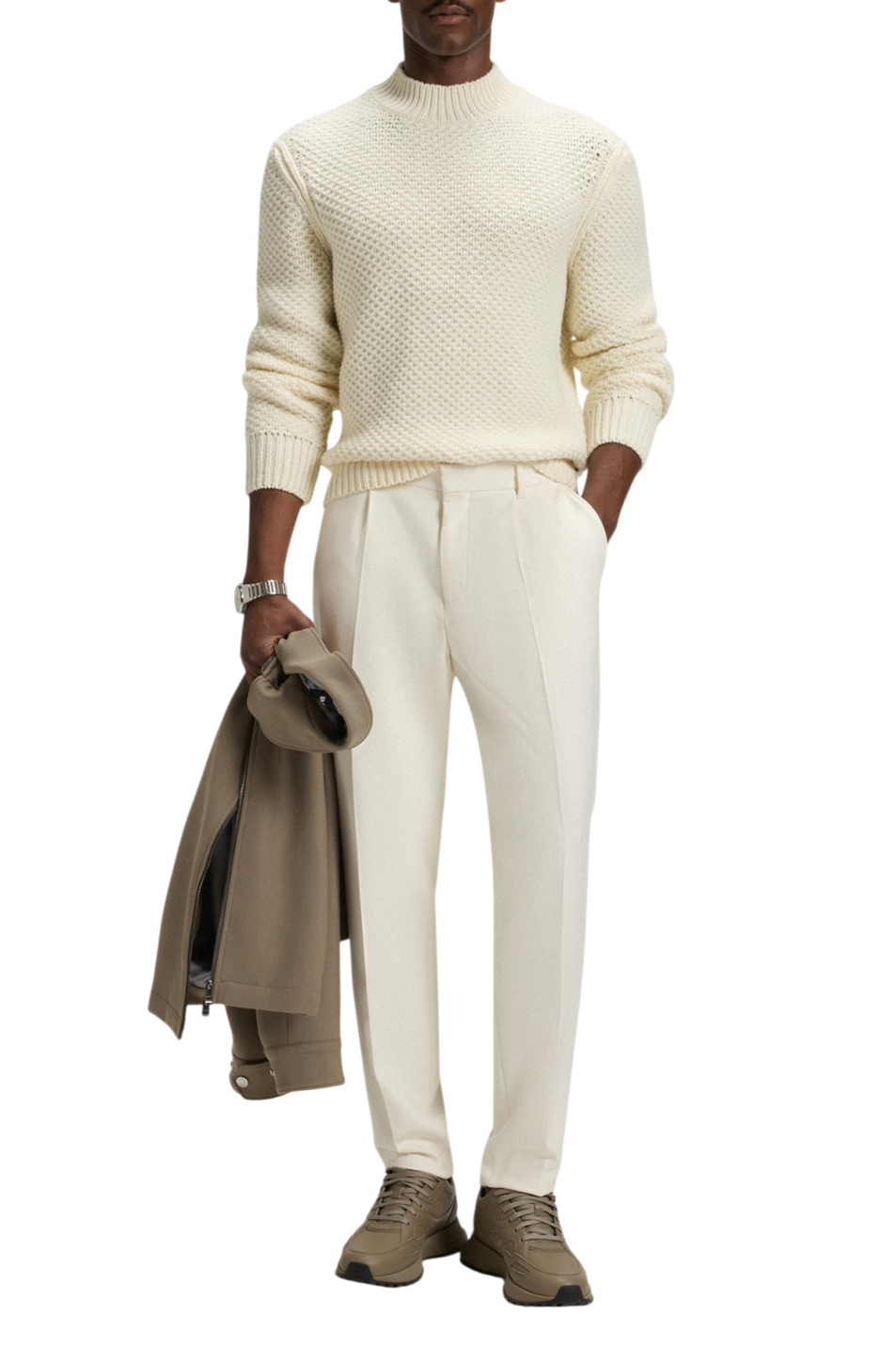 Свитер Heletto из шерсти|Основной цвет:Кремовый Мужской BOSS Свитер Heletto из шерсти (цвет ), артикул 50550008 | Фото 2