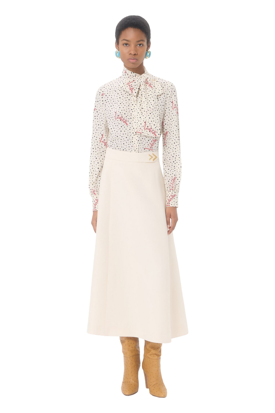 Женский Valentino Юбка-миди из шерсти и шелка (цвет ), артикул 9B3RAFD51CF | Фото 2