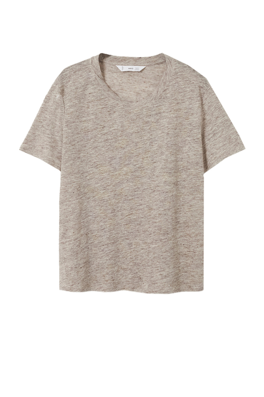 Льняная футболка LISINO с короткими рукавами|Основной цвет:Бежевый|Артикул:27805800 | Фото 1