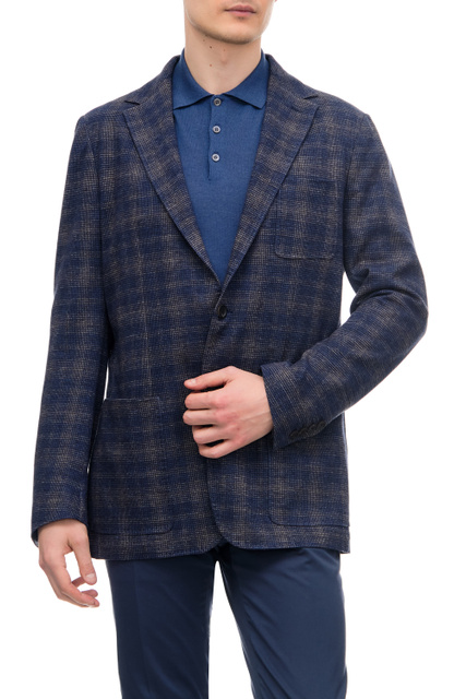 Пиджак из шерсти и хлопка|Основной цвет:Синий|Артикул:J0147JJ02553 | Фото 1