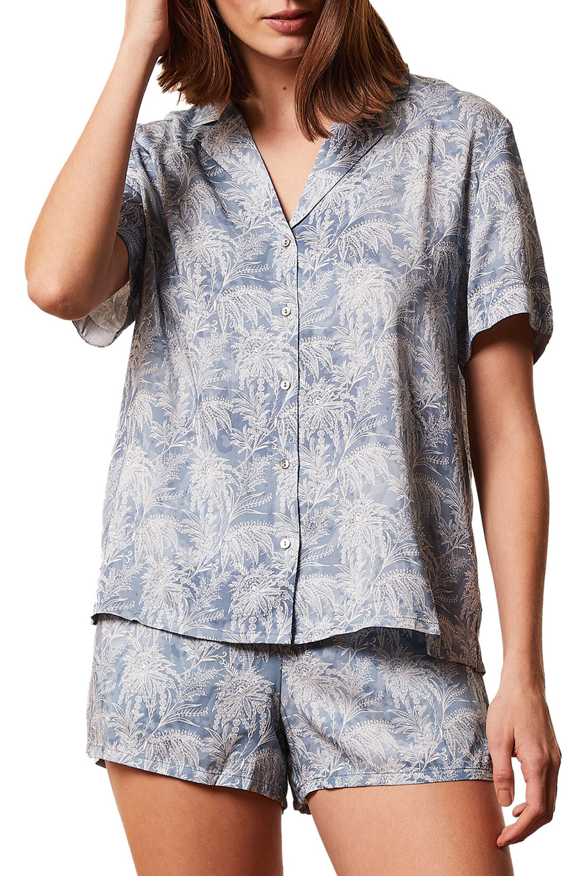 Пижамная рубашка OUMIE SPE с принтом|Основной цвет:Голубой|Артикул:6530906 | Фото 1