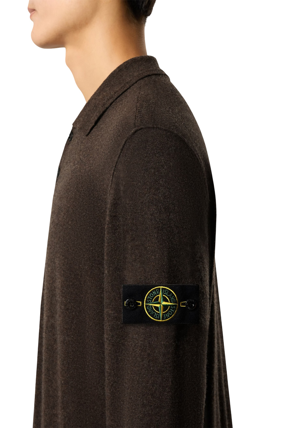 Джемпер-поло из шерсти|Основной цвет:Коричневый Мужской Stone Island Джемпер-поло из шерсти (цвет ), артикул L2S155100018-S00B4 | Фото 5