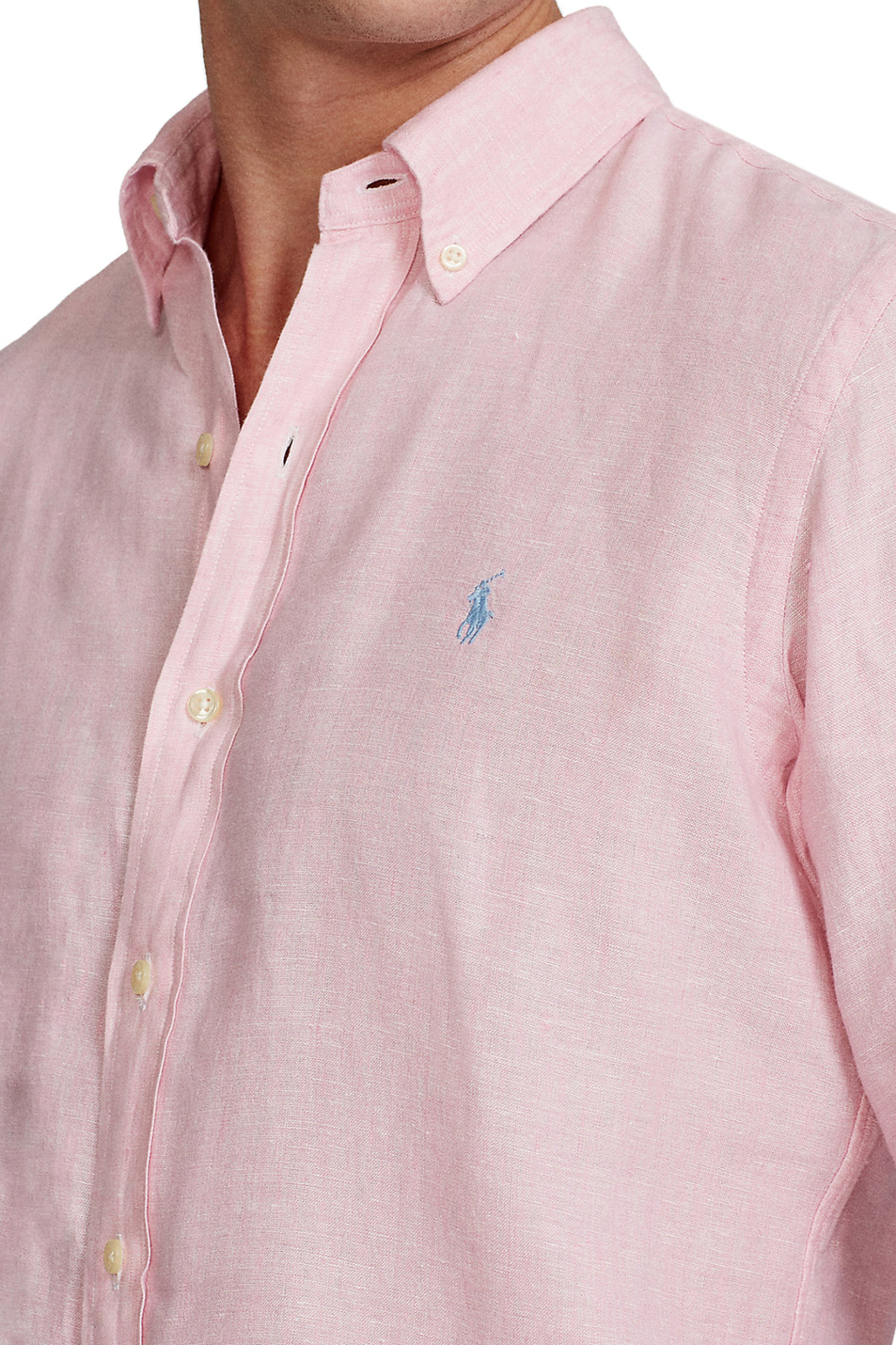 Мужской Polo Ralph Lauren Рубашка из натурального льна с фирменной вышивкой на груди (цвет ), артикул 710829447004 | Фото 4