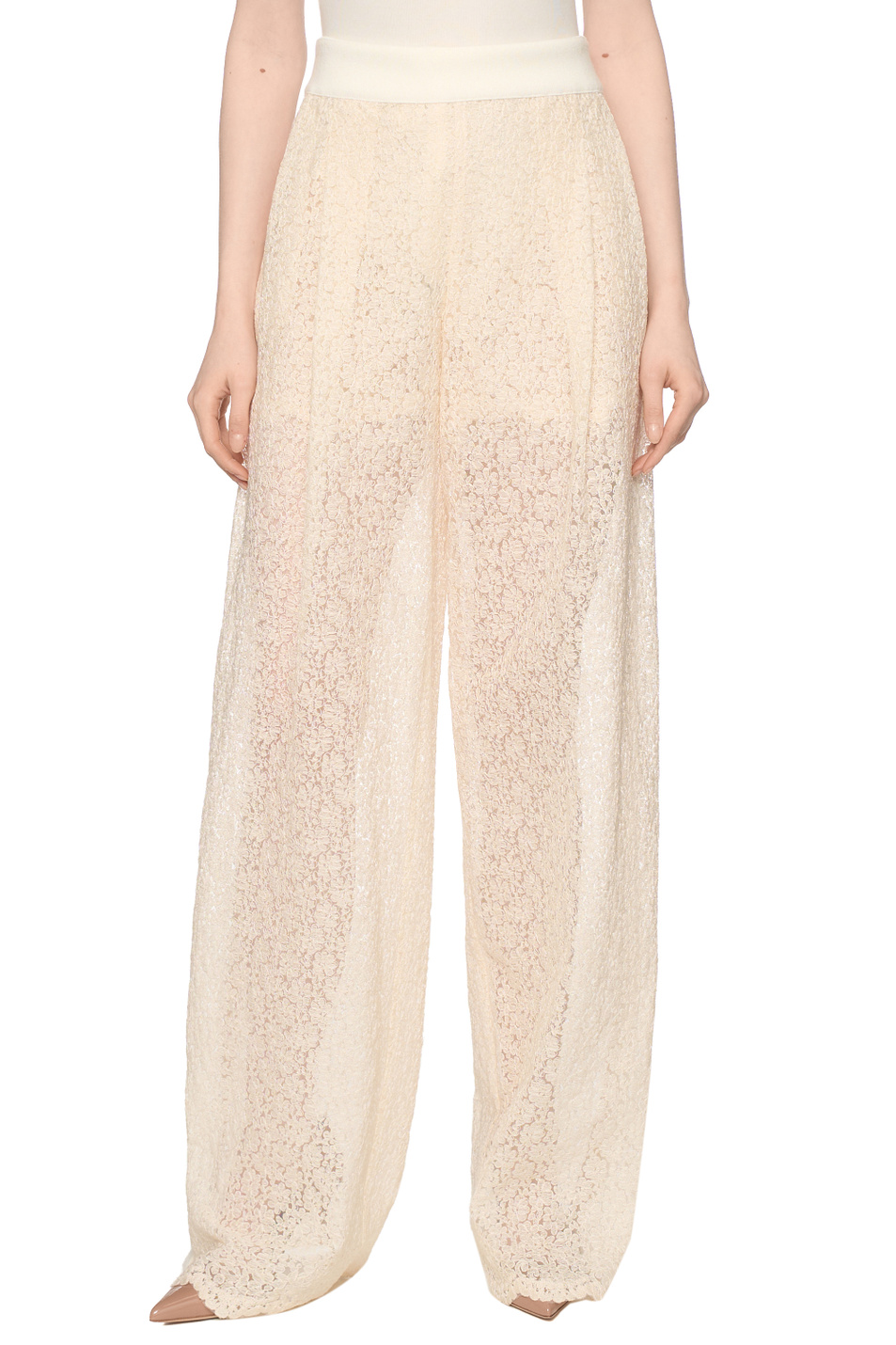 Брюки из кружева|Основной цвет:Бежевый Женский ERMANNO SCERVINO Брюки из кружева (цвет ), артикул D482P360EQF | Фото 4