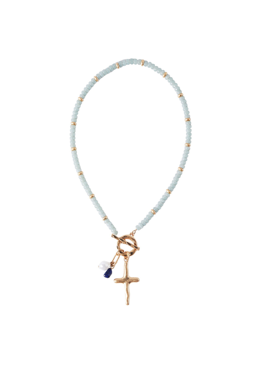 Ожерелье с камнями|Основной цвет:Синий|Артикул:218895 | Фото 1