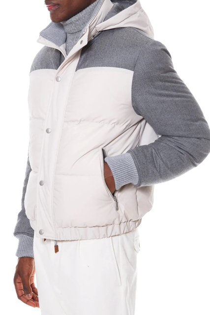Куртка на молнии и кнопках с трикотажными манжетами|Основной цвет:Серый|Артикул:F75GBTF13-TES0F104 | Фото 2