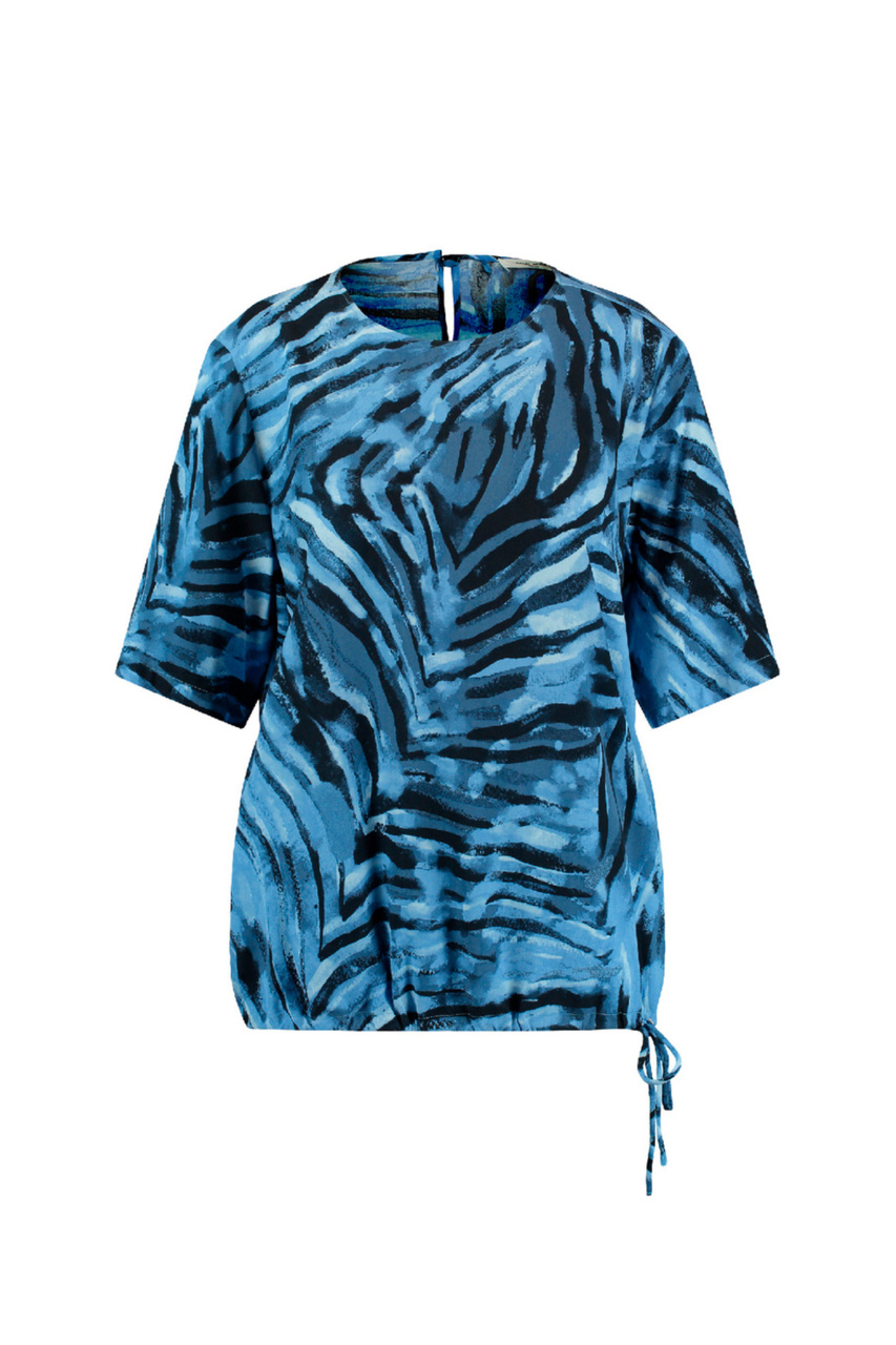 Блузка с принтом|Основной цвет:Синий|Артикул:260059-66411 | Фото 1
