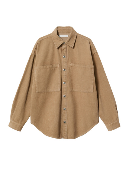 Вельветовая рубашка PANA свободного кроя с нагрудными карманами|Основной цвет:Бежевый|Артикул:37048254 | Фото 1