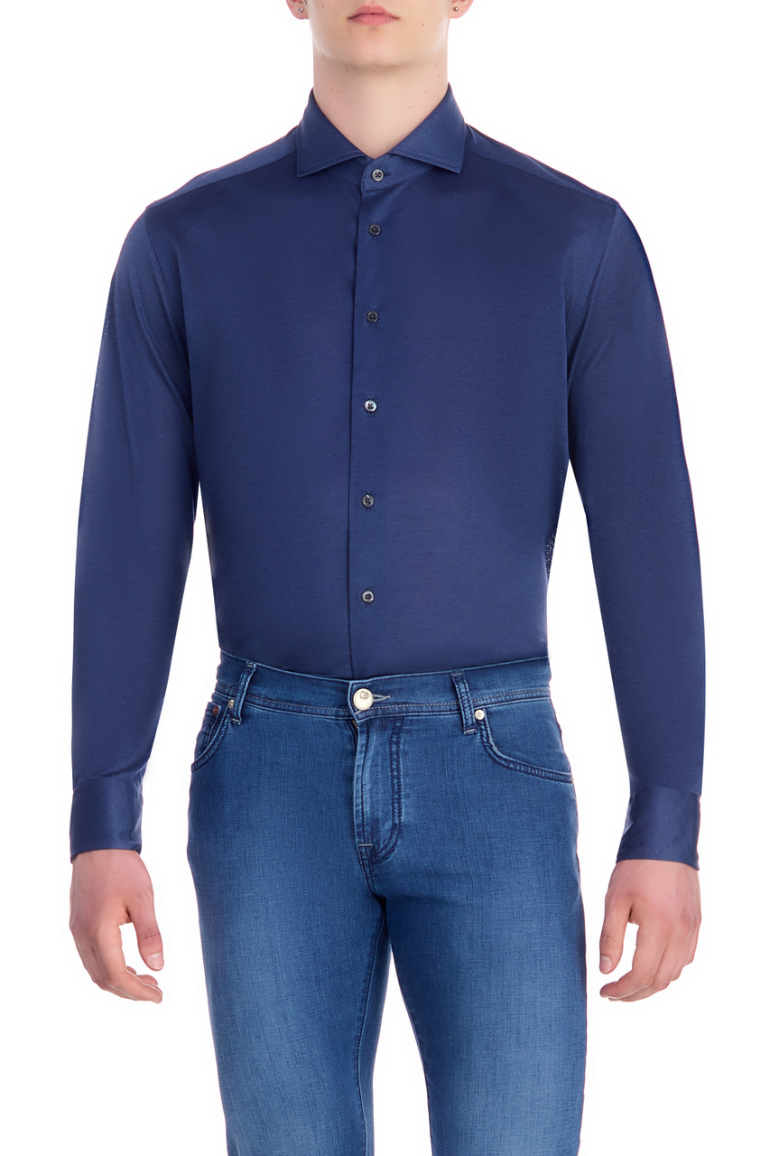 Рубашка из натурального хлопка|Основной цвет:Синий|Артикул:91P112-3111213 | Фото 1