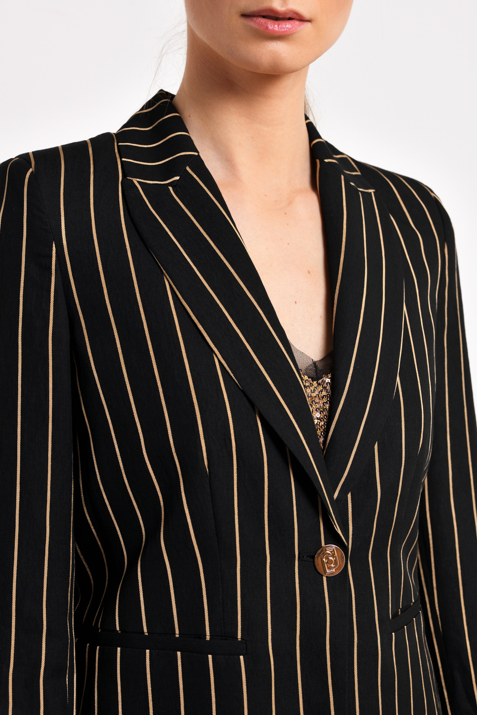 Женский Liu Jo Удлиненный пиджак в тонкую полоску (цвет ), артикул CA0051T2388 | Фото 2