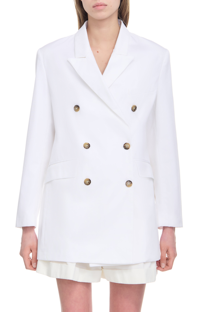 Пиджак из натурального хлопка|Основной цвет:Белый|Артикул:D42EI012EZ9 | Фото 1