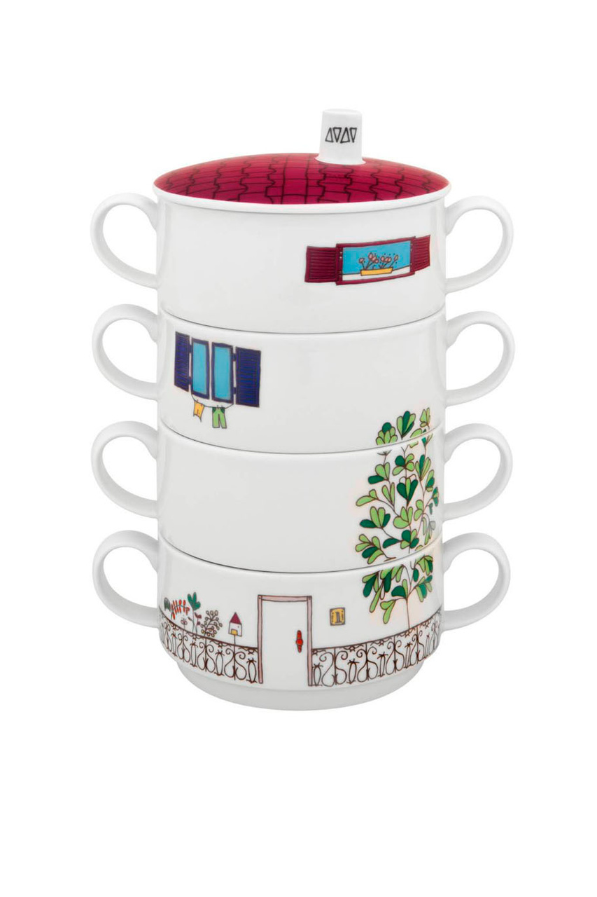 Набор посуды "Цветочный квартал", 5 предметов (4 чаши для супа, крышка)|Основной цвет:Разноцветный|Артикул:21118408 | Фото 1