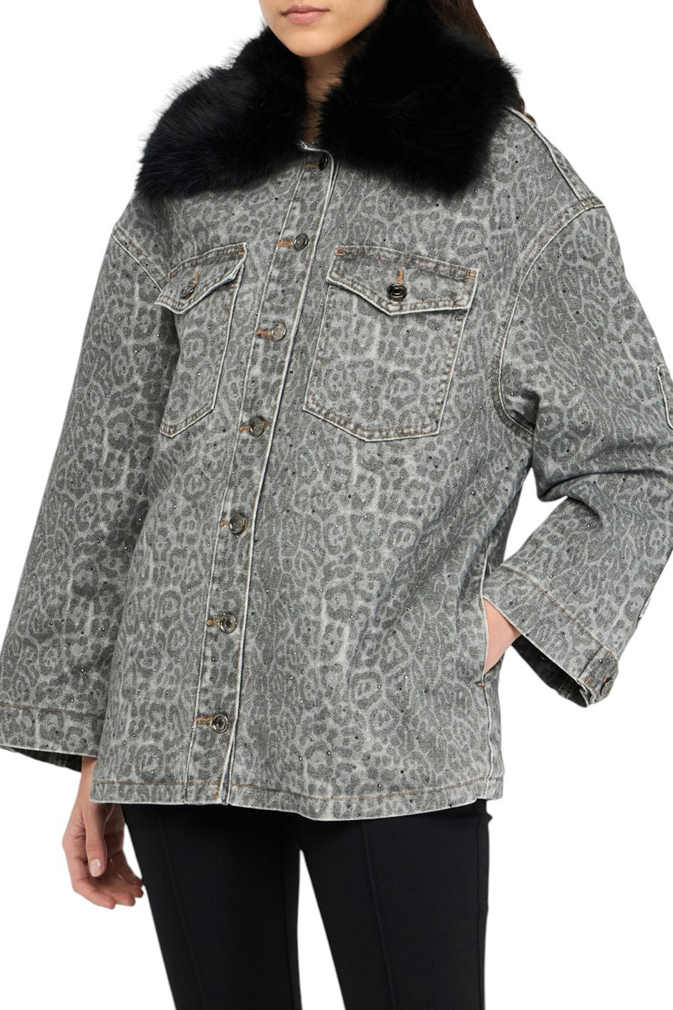 Куртка с воротником из искусственного меха|Основной цвет:Серый Женский Liu Jo Куртка с воротником из искусственного меха (цвет ), артикул MF5331T160A | Фото 3