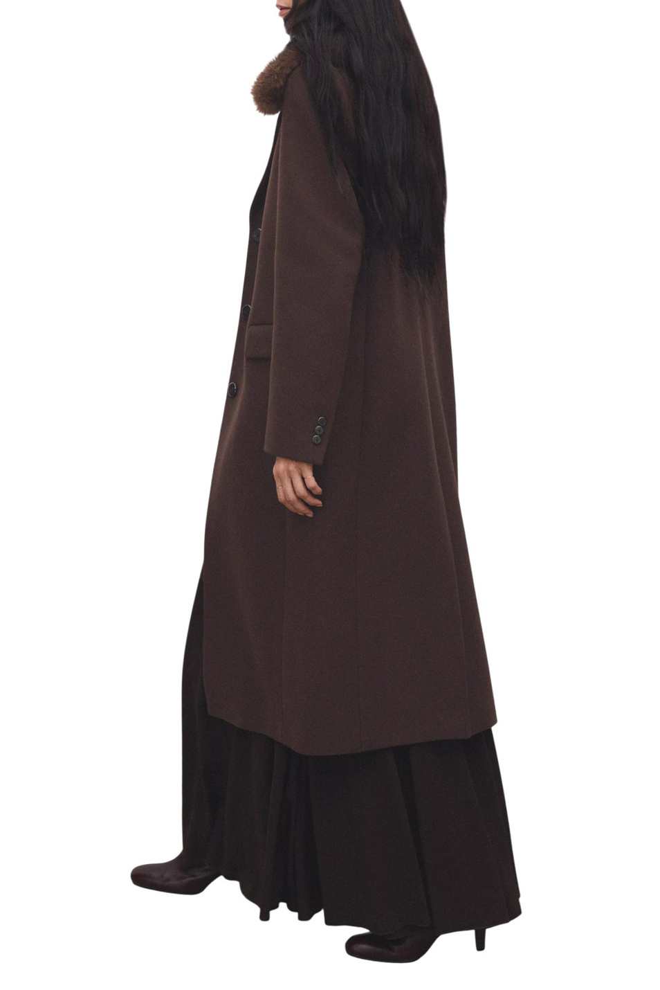 Пальто LIPS из смесовой шерсти|Основной цвет:Коричневый Женский Mango Пальто LIPS из смесовой шерсти (цвет ), артикул 17017771 | Фото 4