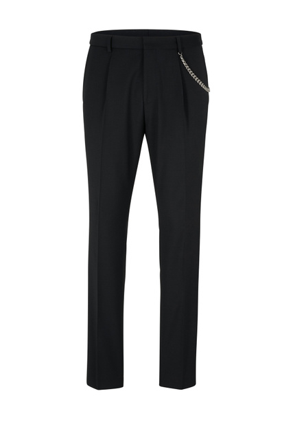 Классические брюки узкого кроя с цепочкой|Основной цвет:Черный|Артикул:50483152 | Фото 1