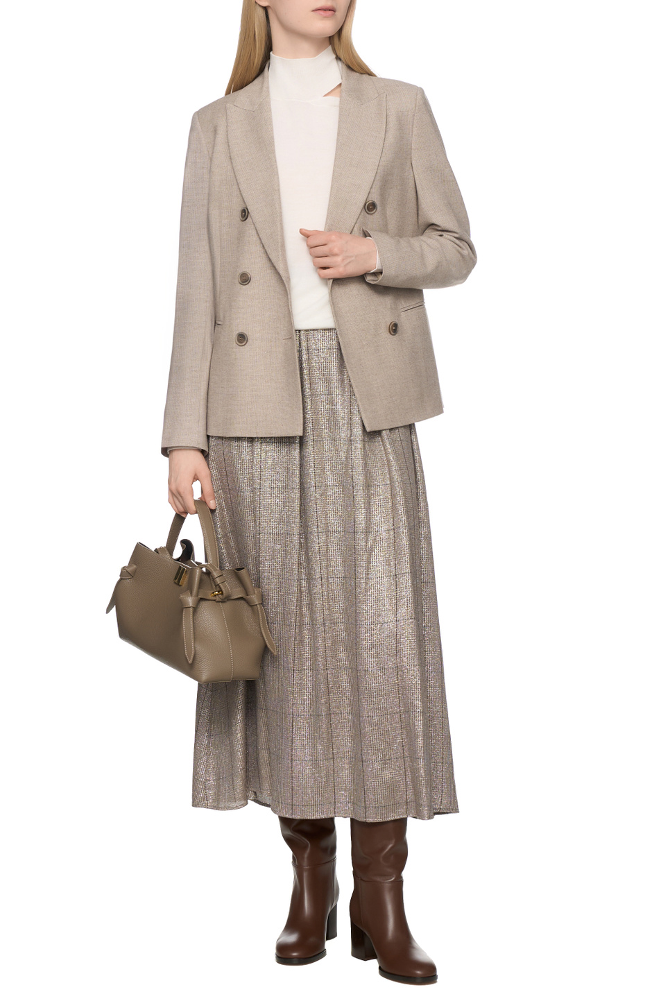 Водолазка с вырезом на плече|Основной цвет:Кремовый Женский Peserico Водолазка с вырезом на плече (цвет ), артикул E99019F14-09771 | Фото 3