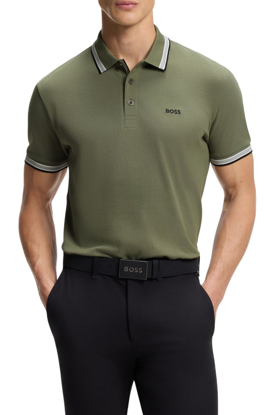 Поло Paddy из натурального хлопка|Основной цвет:Зеленый Мужской BOSS Поло Paddy из натурального хлопка (цвет ), артикул 50469055 | Фото 3