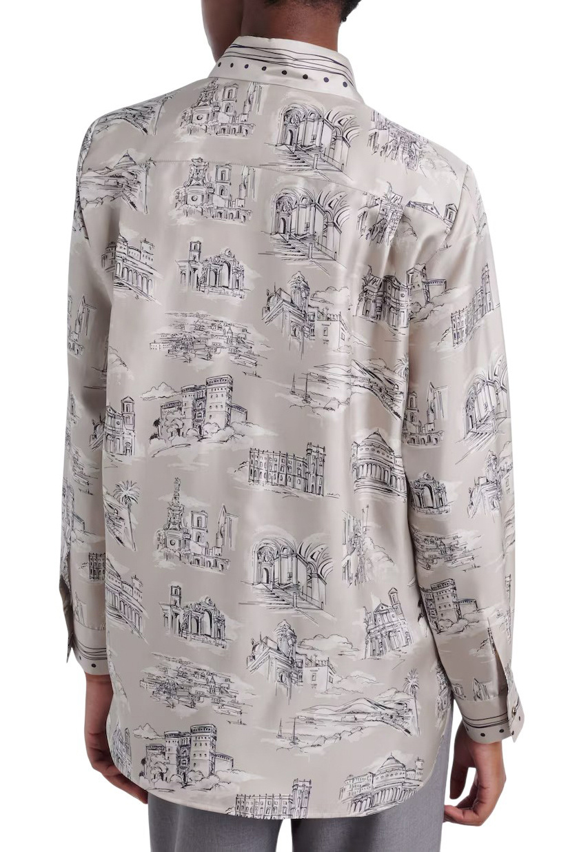 Блузка MXMFADO из шелка с принтом|Основной цвет:Бежевый Женский Max Mara Блузка MXMFADO из шелка с принтом (цвет ), артикул 2611111161 | Фото 5