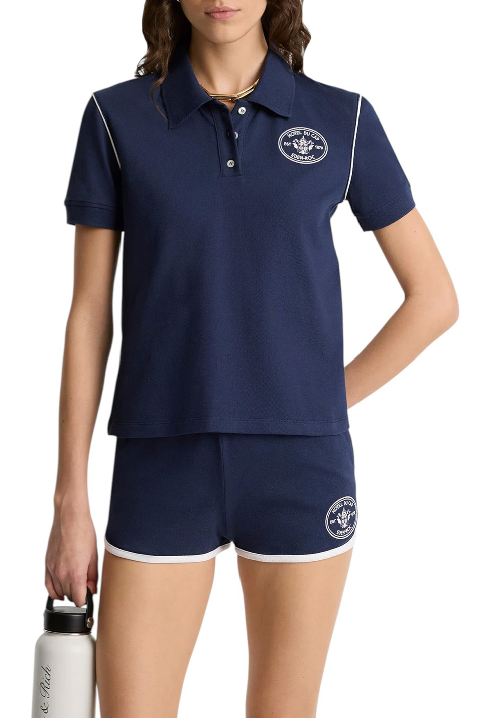 Женский Sporty & Rich Поло с логотипом (цвет ), артикул TO05760666BL107 | Фото 3