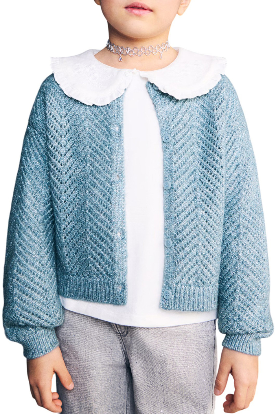 Девочкам Mango Kids Кардиган CRISSY с люрексом (цвет ), артикул 27071180 | Фото 4
