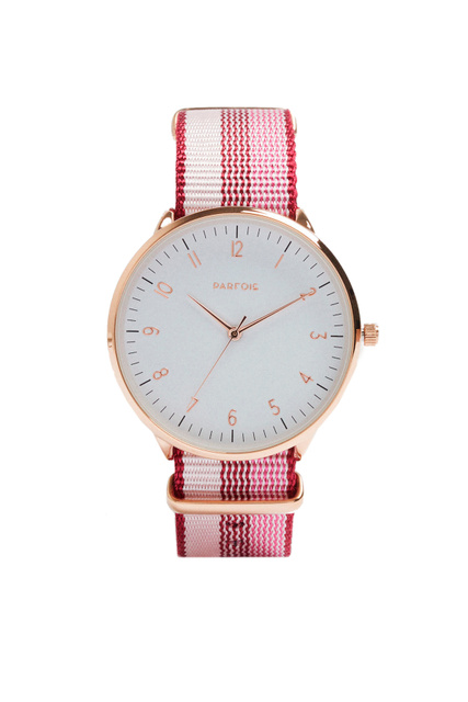 Часы наручные с текстильным ремешком|Основной цвет:Розовый|Артикул:196145 | Фото 1