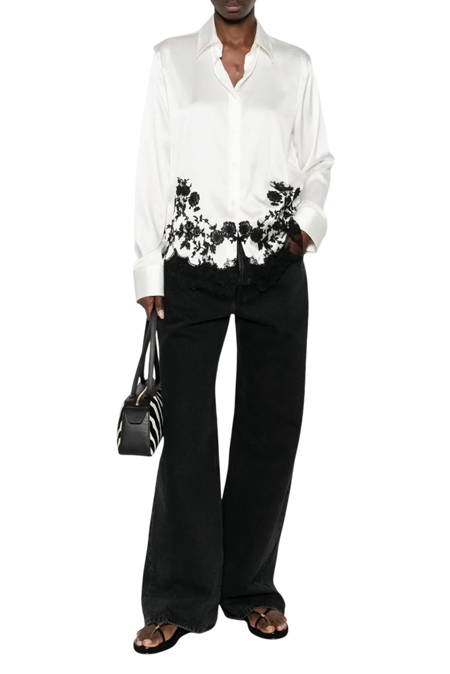 Блузка из шелка с кружевом|Основной цвет:Белый Женский ERMANNO SCERVINO Блузка из шелка с кружевом (цвет ), артикул D482K336APHKC | Фото 2