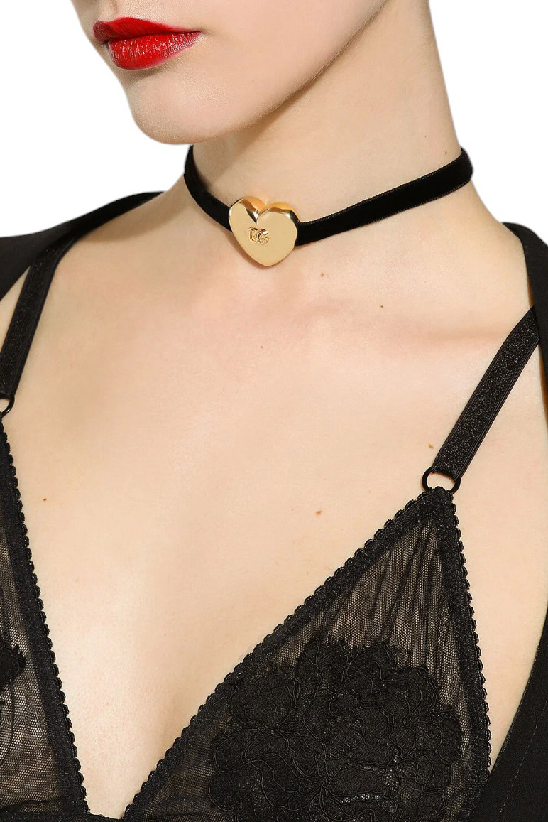 Женский Dolce & Gabbana Чокер из бархатной ткани с сердцем (цвет ), артикул WNQ8S1-W1111 | Фото 2