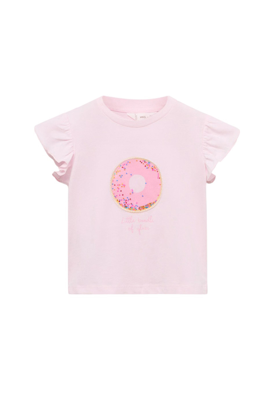 Девочкам Mango Kids Футболка CANDY из хлопка (цвет розовый), артикул 87006370 | Фото 1