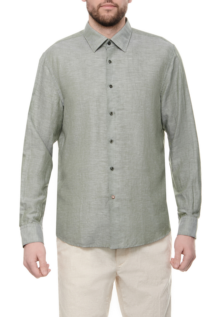 Рубашка из льна и лиоцелла|Основной цвет:Серый|Артикул:50513676 | Фото 1