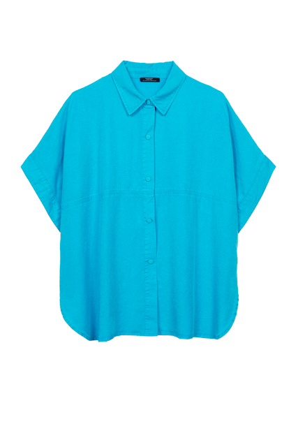 Блузка из лиоцелла на кнопках|Основной цвет:Голубой|Артикул:197046 | Фото 1
