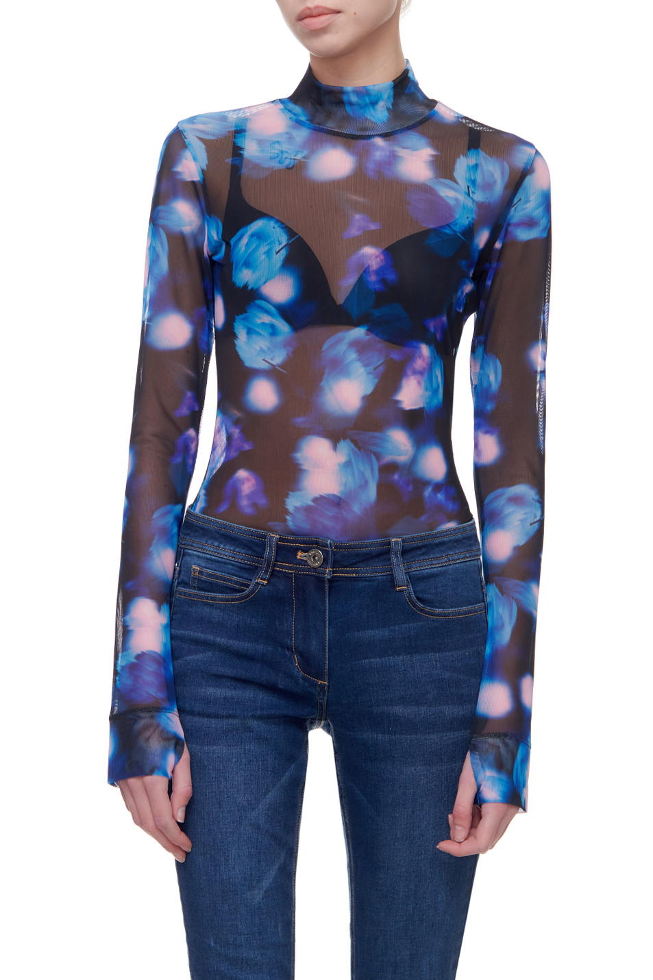 Женский HUGO Прозрачная блуза с высоким воротником (цвет ), артикул 50461708 | Фото 3