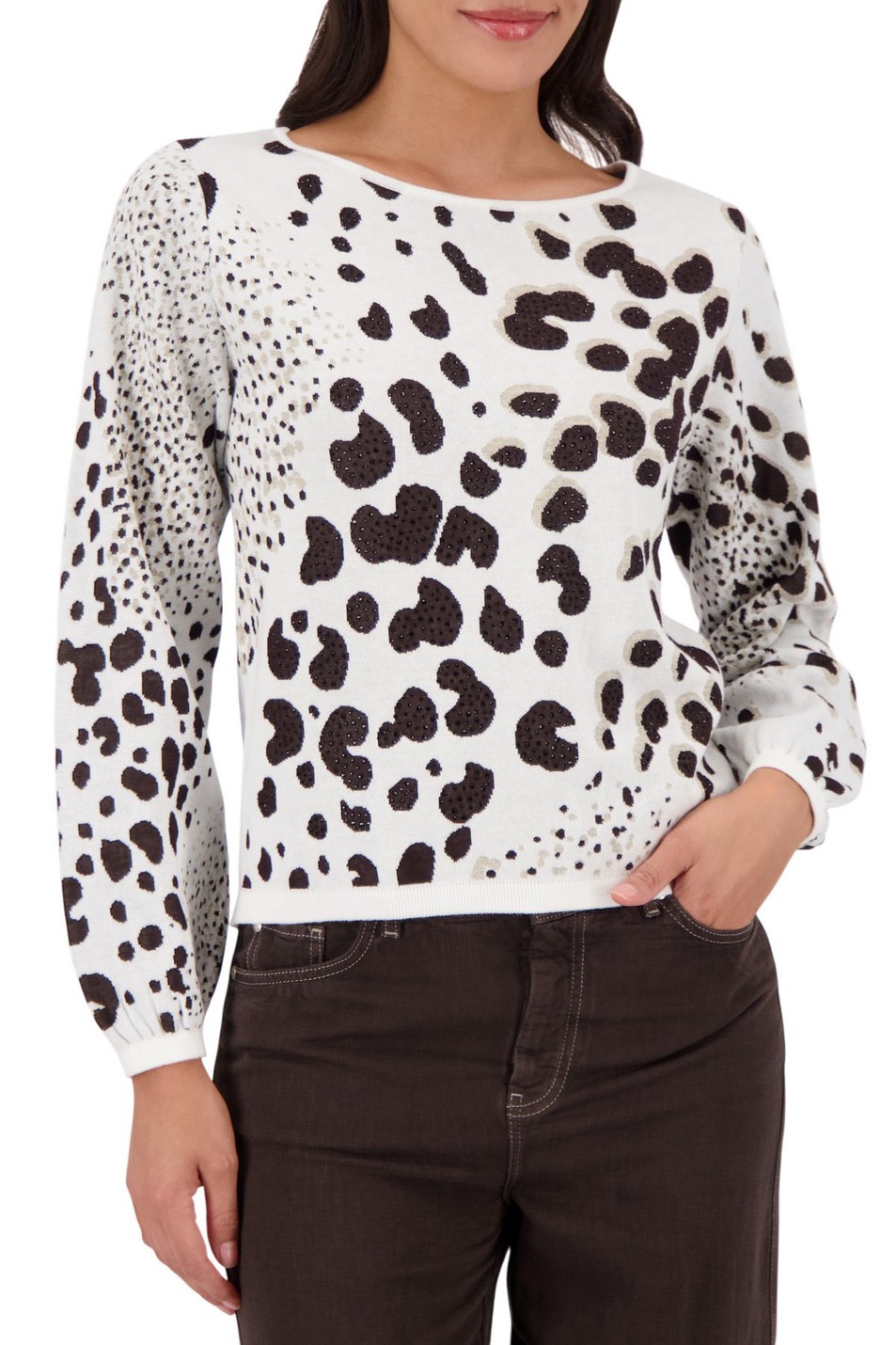 Женский Monari Джемпер с принтом и стразами (цвет ), артикул 410292 | Фото 3