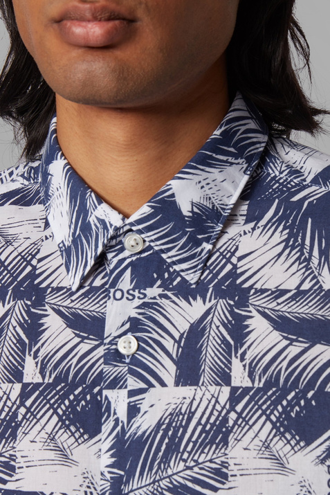 BOSS Рубашка из натурального хлопка с принтом Ronni (Синий цвет), артикул 50428496 | Фото 5