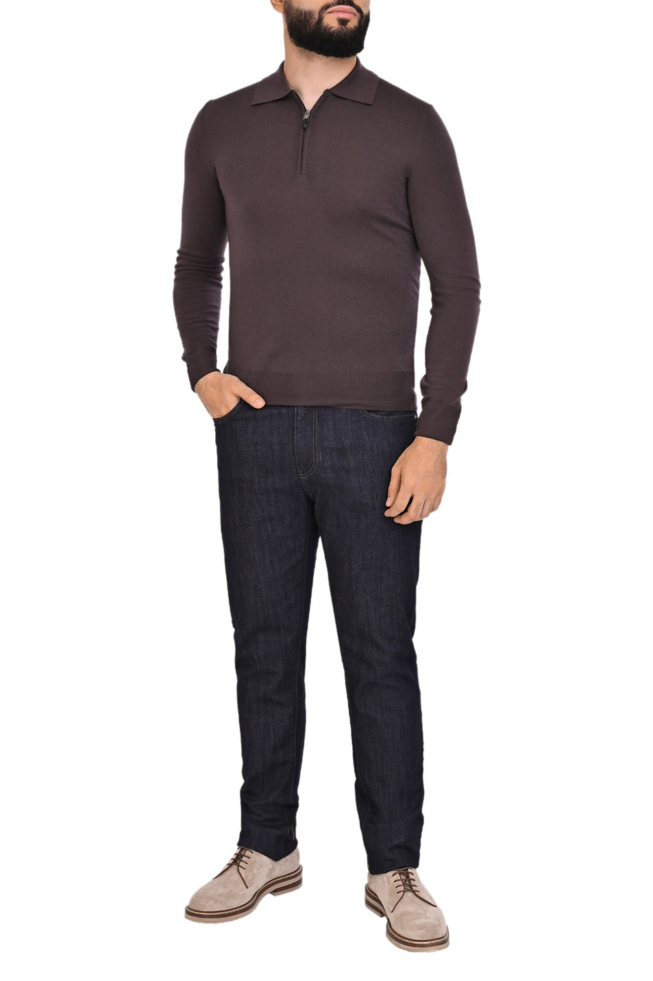 Мужской Canali Джемпер поло однотонный (цвет ), артикул C0572MK01149 | Фото 3