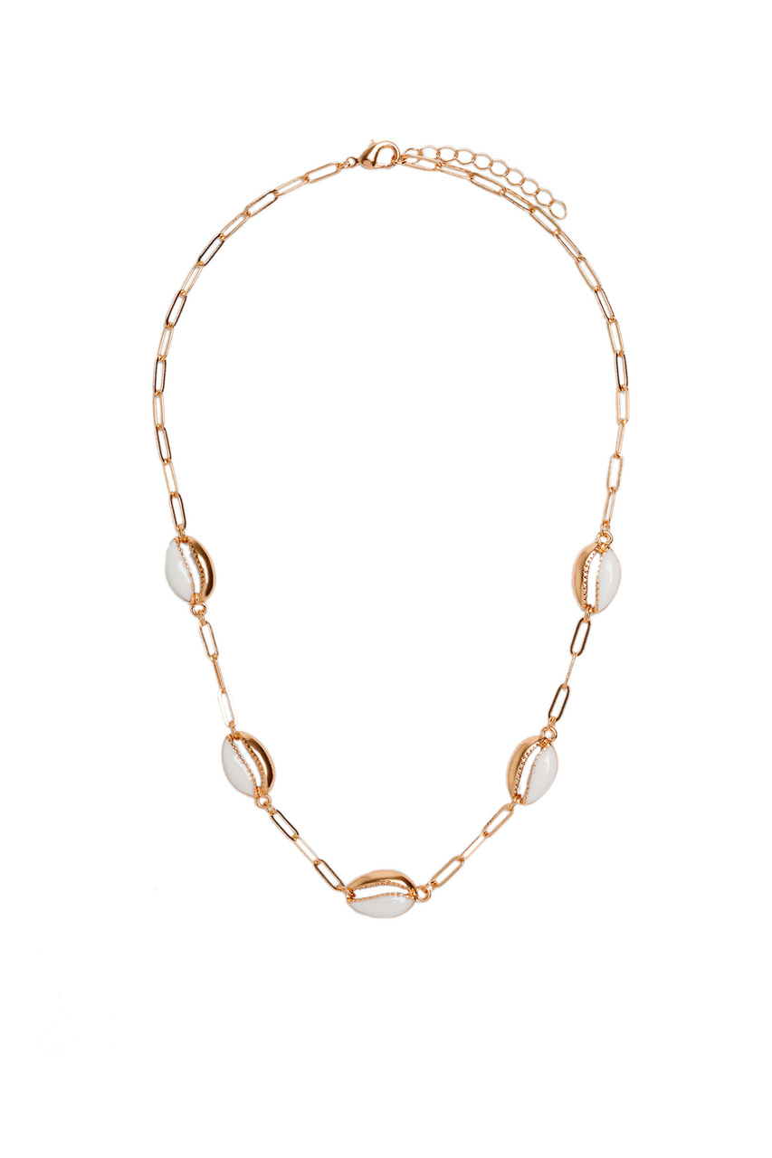 Ожерелье с ракушками из эмали|Основной цвет:Золотой|Артикул:197617 | Фото 1