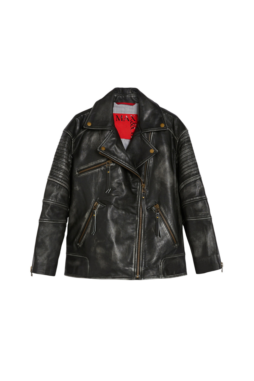 Куртка UGOLINA из натуральной кожи|Основной цвет:Черный|Артикул:2416441011200 | Фото 1