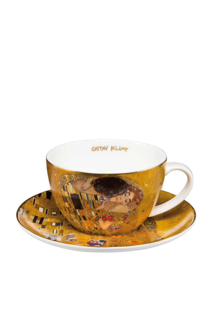 Чашка чайная с блюдцем "Поцелуй", 300 мл|Основной цвет:Золотой|Артикул:66-532-01-1 | Фото 1