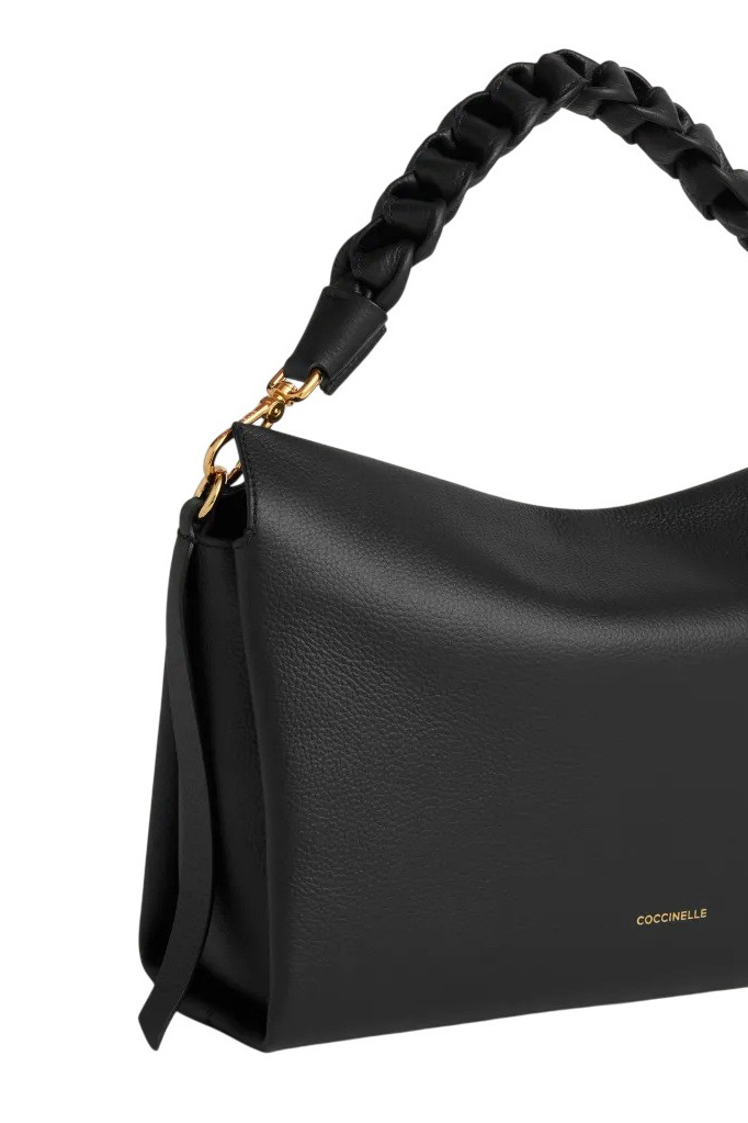 Сумка BOHEME GRANA DOUBLE из натуральной кожи с плетеной ручкой|Основной цвет:Черный Женский Coccinelle Сумка BOHEME GRANA DOUBLE из натуральной кожи с плетеной ручкой (цвет ), артикул E1M50190201 | Фото 4