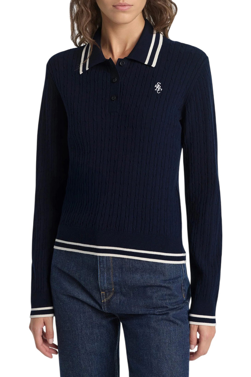 Женский Sporty & Rich Джемпер-поло SRC с логотипом (цвет ), артикул ST03761302BL124 | Фото 4